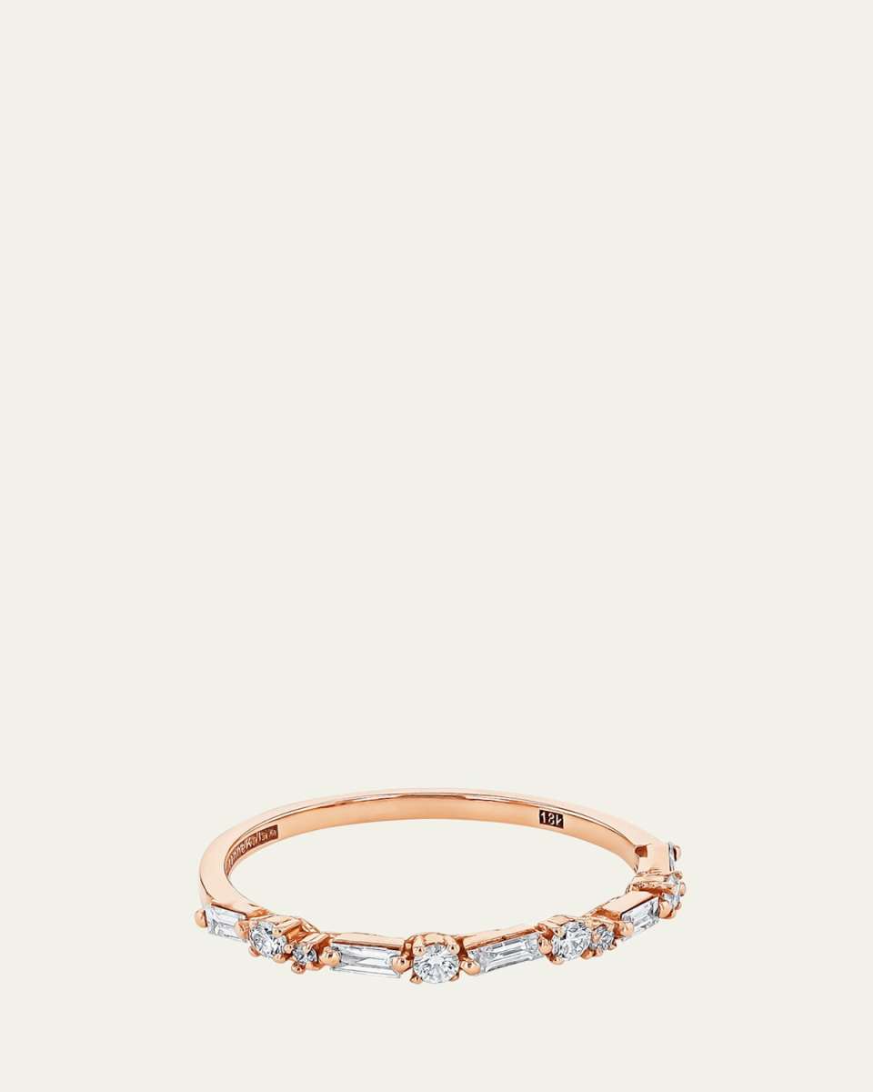 Thin Mix Diamond Half Band Ring, Size